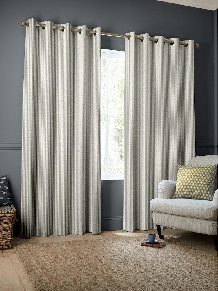 Emily Bond Grey Oscar Stripe Made to Measure Curtains - Image 2 of 9