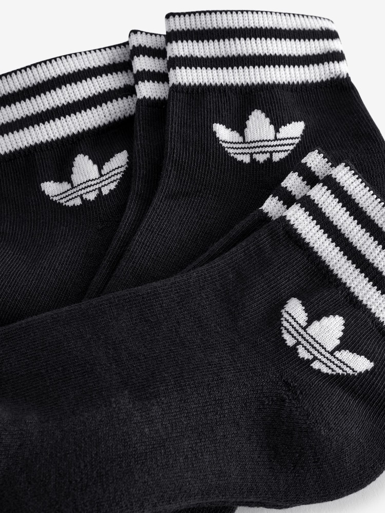 adidas Black Trefoil Ankle Socks 3 Pack - Image 2 of 4