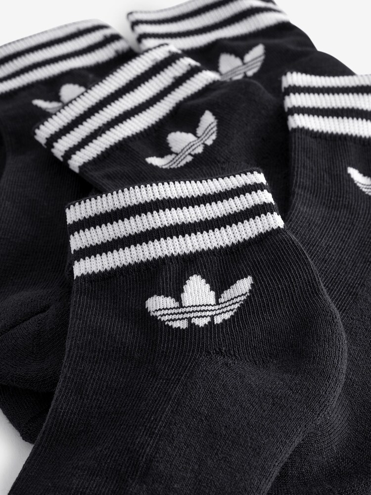adidas Black Trefoil Ankle Socks 3 Pack - Image 4 of 4