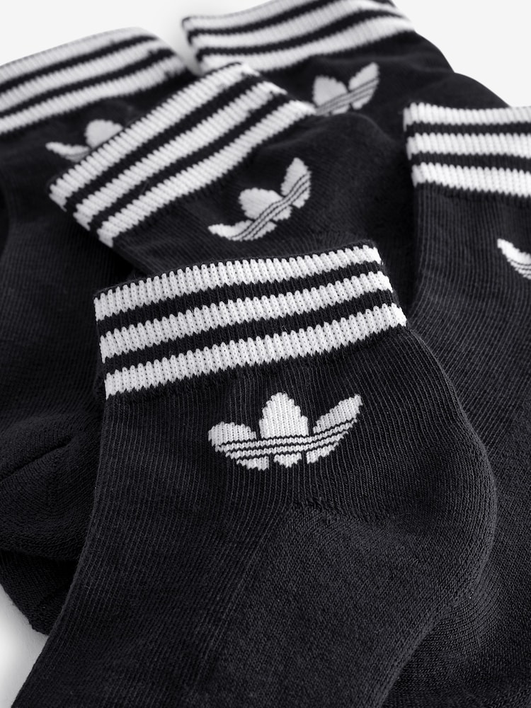 adidas Black Trefoil Ankle Socks 3 Pack - Image 4 of 4 adidas Black Trefoil Ankle Socks 3 Pack - Image 4 of 4