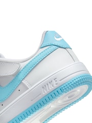 Nike White Aqua Junior Air Force 1 Low EasyOn Trainers - Image 10 of 11