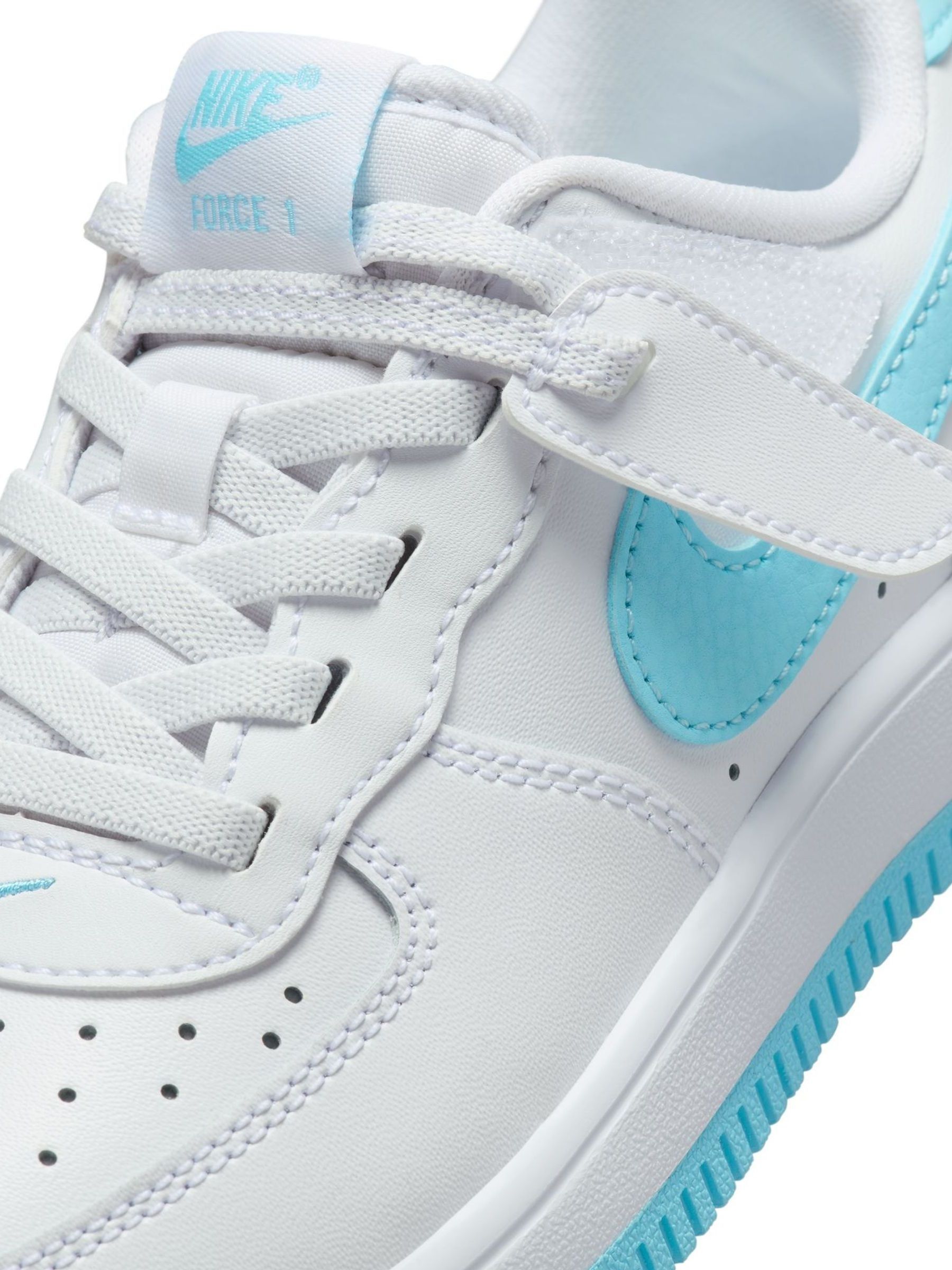 Buy Nike White Aqua Junior Air Force 1 Low EasyOn Trainers from Next Luxembourg