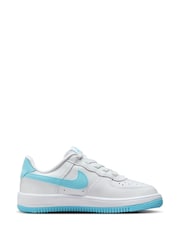 Nike White Aqua Junior Air Force 1 Low EasyOn Trainers - Image 3 of 11