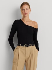 Lauren Ralph Lauren Baroucha One Shoulder Ribbed Jumper - Image 4 of 7
