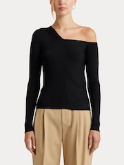 Lauren Ralph Lauren Baroucha One Shoulder Ribbed Jumper - Image 5 of 7