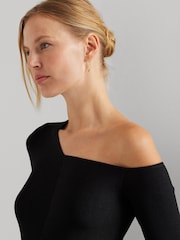 Lauren Ralph Lauren Baroucha One Shoulder Ribbed Jumper - Image 6 of 7