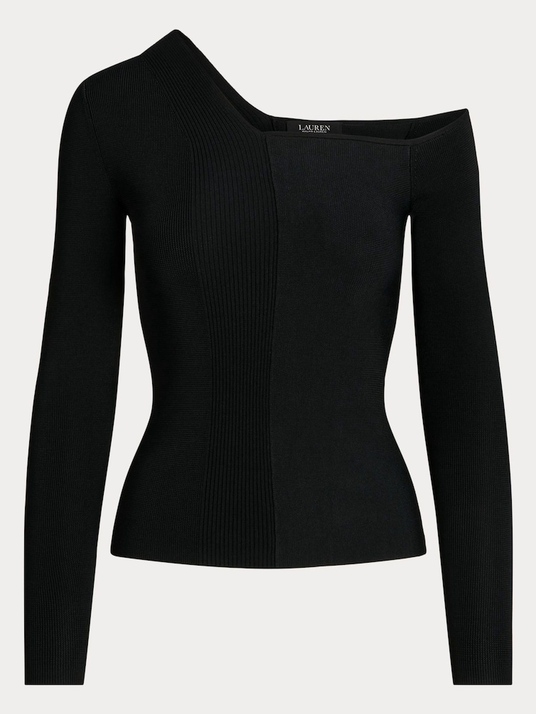 Lauren Ralph Lauren Baroucha One Shoulder Ribbed Jumper - Image 7 of 7