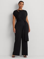 Lauren Ralph Lauren Jumpsuit aus Jersey mit weitem Bein und Schnürung vorn - Bild 1 von 9