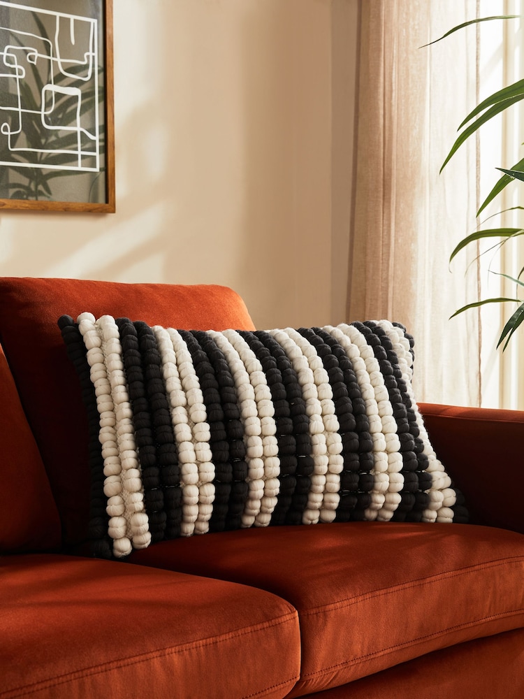 Monochrome 40 x 59cm Big Bobble Large Oblong Stripe Cushion - Image 1 of 5