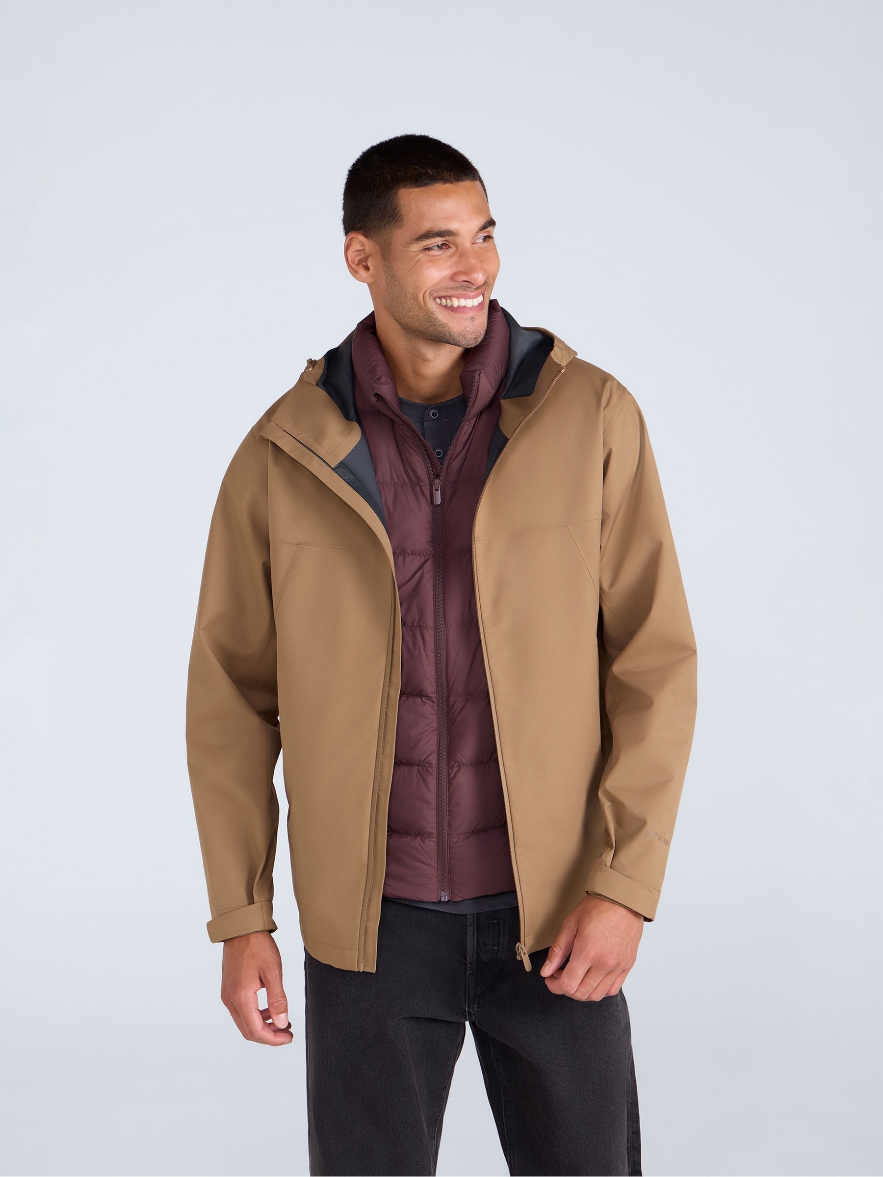 Animal Men's Tan 'Elets' Waterproof Breathable Adjustable Hood & Cuffs Jacket In | : Extra Small - Image 3