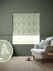 Emily Bond Sage Green 100% Cotton Tynesfield Made to Measure Roman Blinds - Image 1 of 6