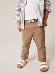 Tan Brown Linen Blend Pull-On Trousers (3mths-7yrs) - Image 1 of 7