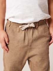 Tan Brown Linen Blend Pull-On Trousers (3mths-7yrs) - Image 4 of 7