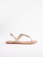 Gold Forever Comfort® Standard/Wide Fit Jewel Toe Leather Post Sandals - Image 2 of 5