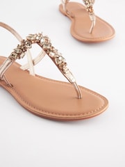 Gold Forever Comfort® Standard/Wide Fit Jewel Toe Leather Post Sandals - Image 3 of 5