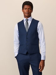 Bright Blue Textured Suit Waistcoat - Image 1 of 9