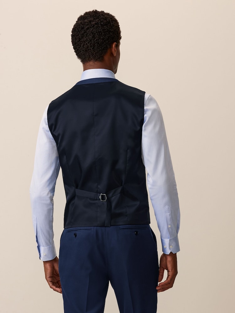 Bright Blue Textured Suit Waistcoat - Image 2 of 9