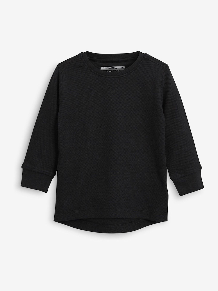 Black/White Long Sleeve Textured T-Shirts 3 Pack (3mths-7yrs) - Image 4 of 4