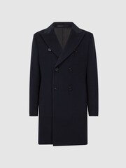 Reiss Navy Timpano Wool Blend Double Breasted Epsom Coat - Image 2 of 4