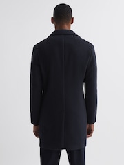 Reiss Navy Timpano Wool Blend Double Breasted Epsom Coat - Image 4 of 4