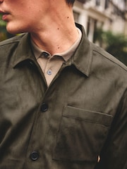 Dark Green Faux Suede Shacket - Image 4 of 7