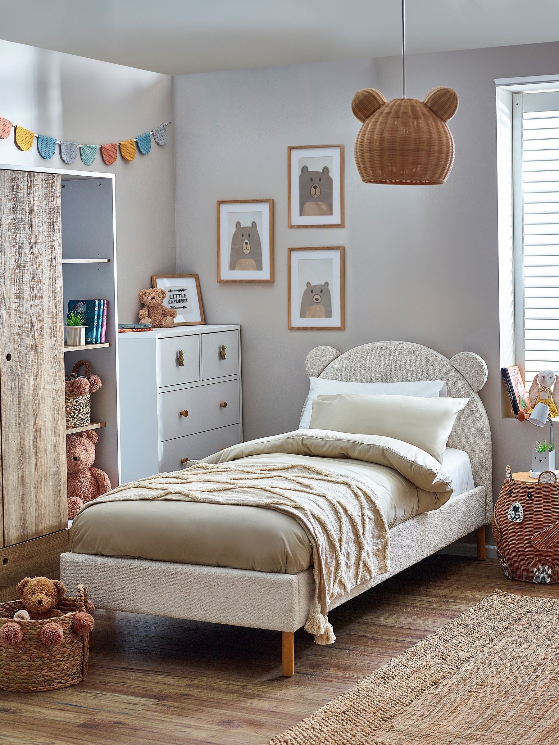 Buy Casual Boucle Natural Oyster Bertie Bear Kids Standard Upholstered Bed Frame from the Next UK online shop
