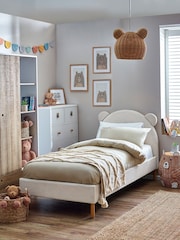 Casual Boucle Natural Oyster Bertie Bear Kids Standard Upholstered Bed Frame - Image 1 of 13