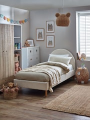 Casual Boucle Natural Oyster Bertie Bear Kids Standard Upholstered Bed Frame - Image 2 of 13