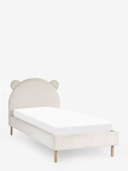 Casual Boucle Natural Oyster Bertie Bear Kids Standard Upholstered Bed Frame - Image 6 of 13