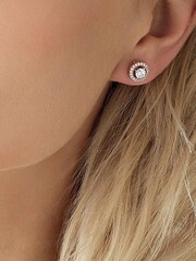 Beaverbrooks Sterling Silver Rose Gold Plated Cubic Zirconia Pendant & Earrings Set - Image 4 of 4