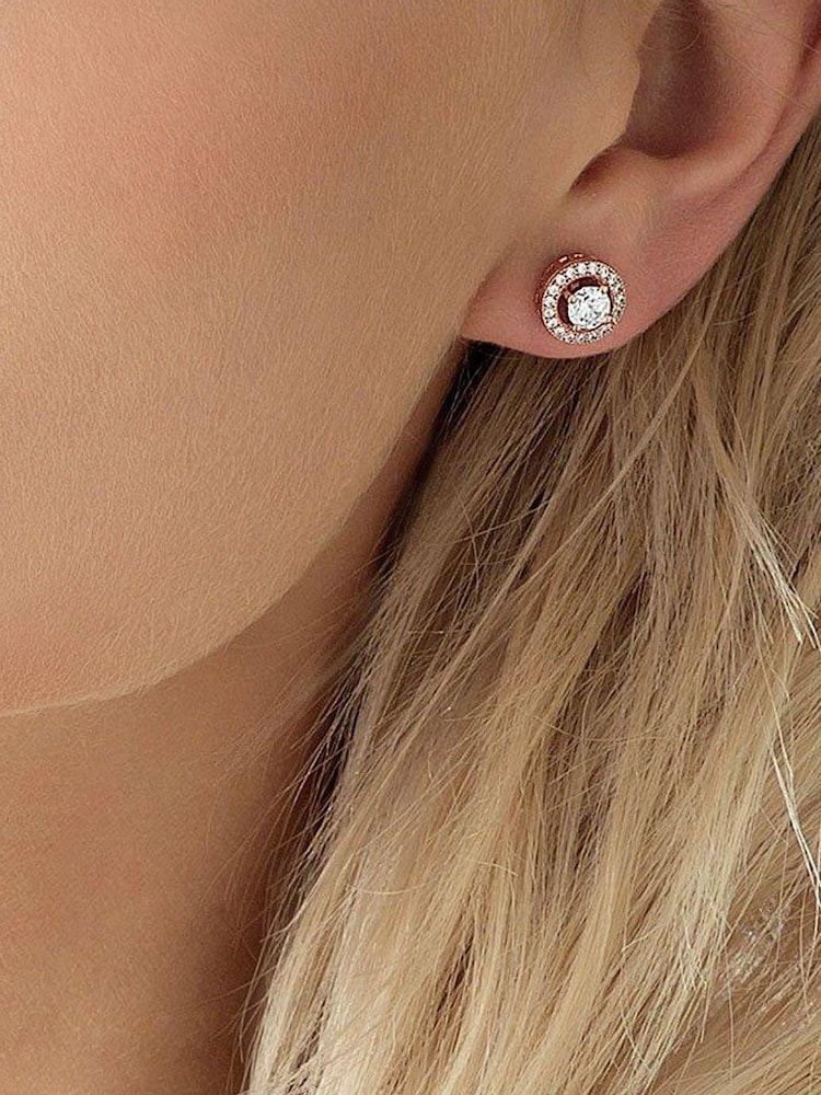 Beaverbrooks Sterling Silver Rose Gold Plated Cubic Zirconia Pendant & Earrings Set - Image 4 of 4