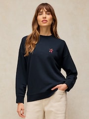 White Stuff Navy Blue Cleo Graphic Sweatshirt - Image 1 of 6