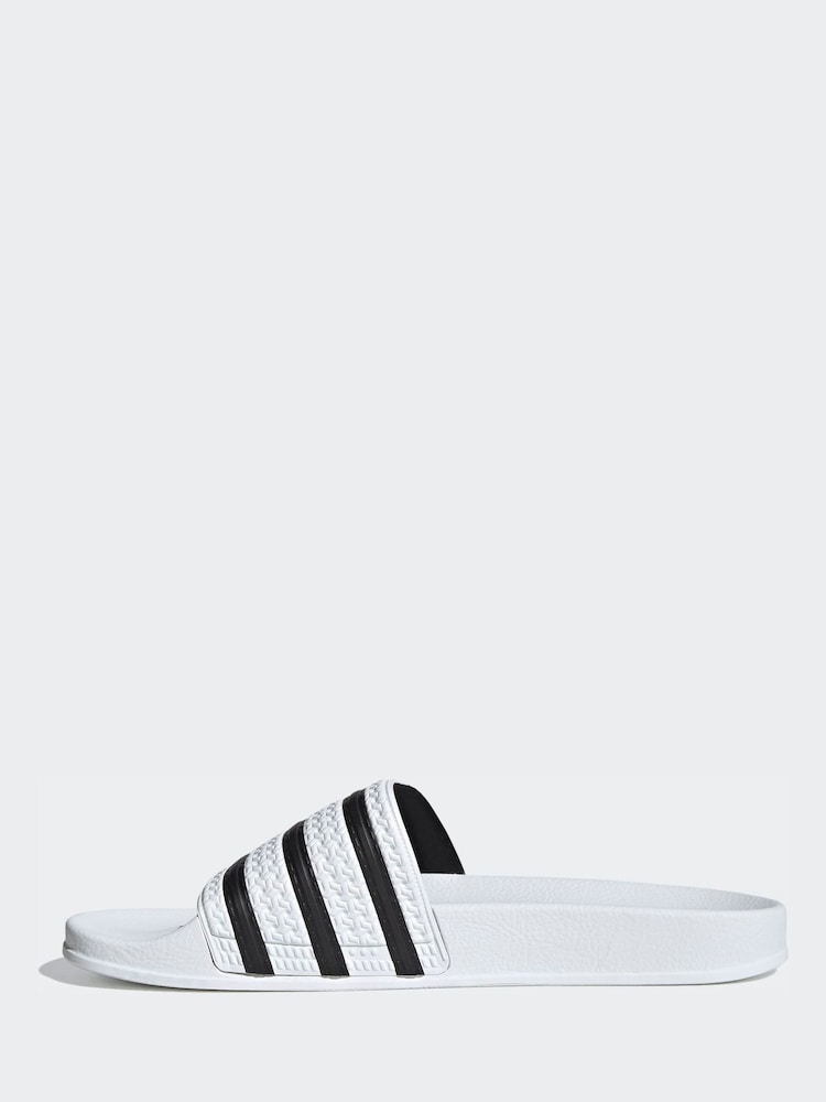 adidas Originals White Adilette Slides - Image 2 of 5 adidas Originals White Adilette Slides - Image 2 of 5
