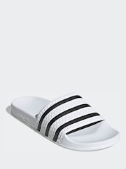 adidas Originals White Adilette Slides - Image 3 of 5