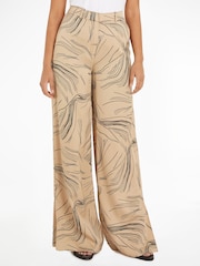 Calvin Klein Natural Surface Print Straight Trousers - Image 1 of 5