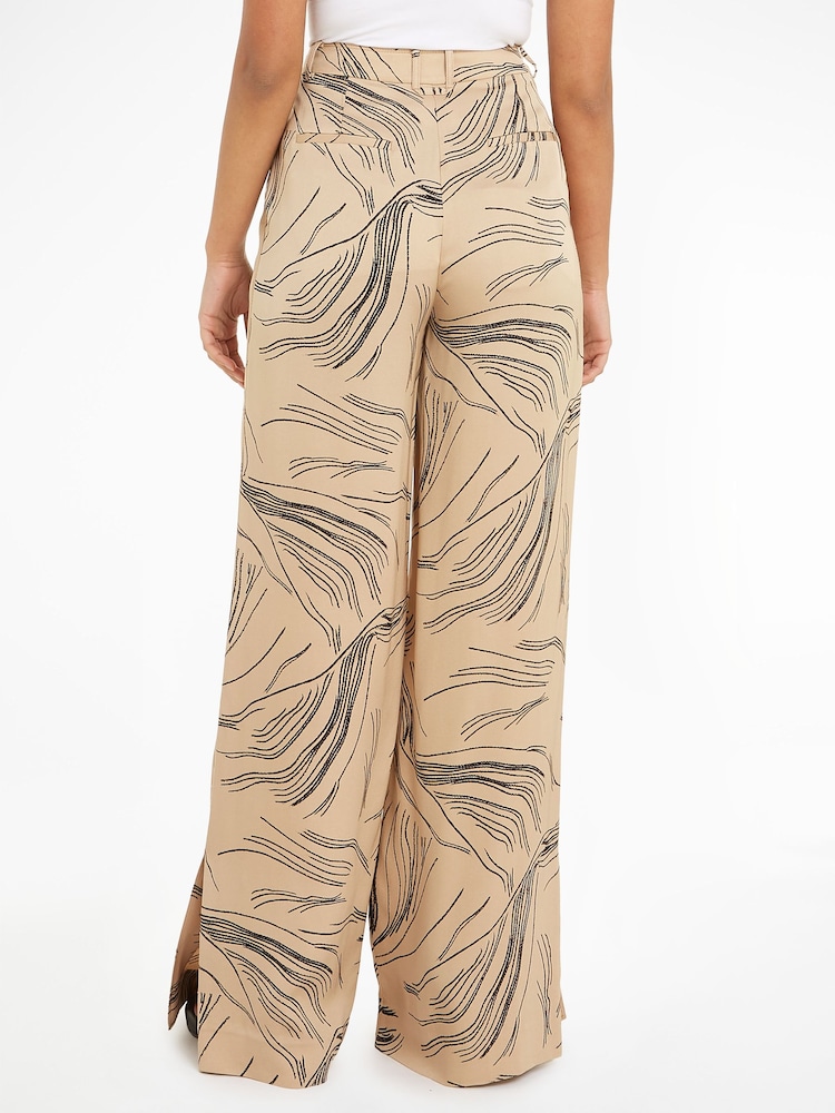 Calvin Klein Natural Surface Print Straight Trousers - Image 2 of 5