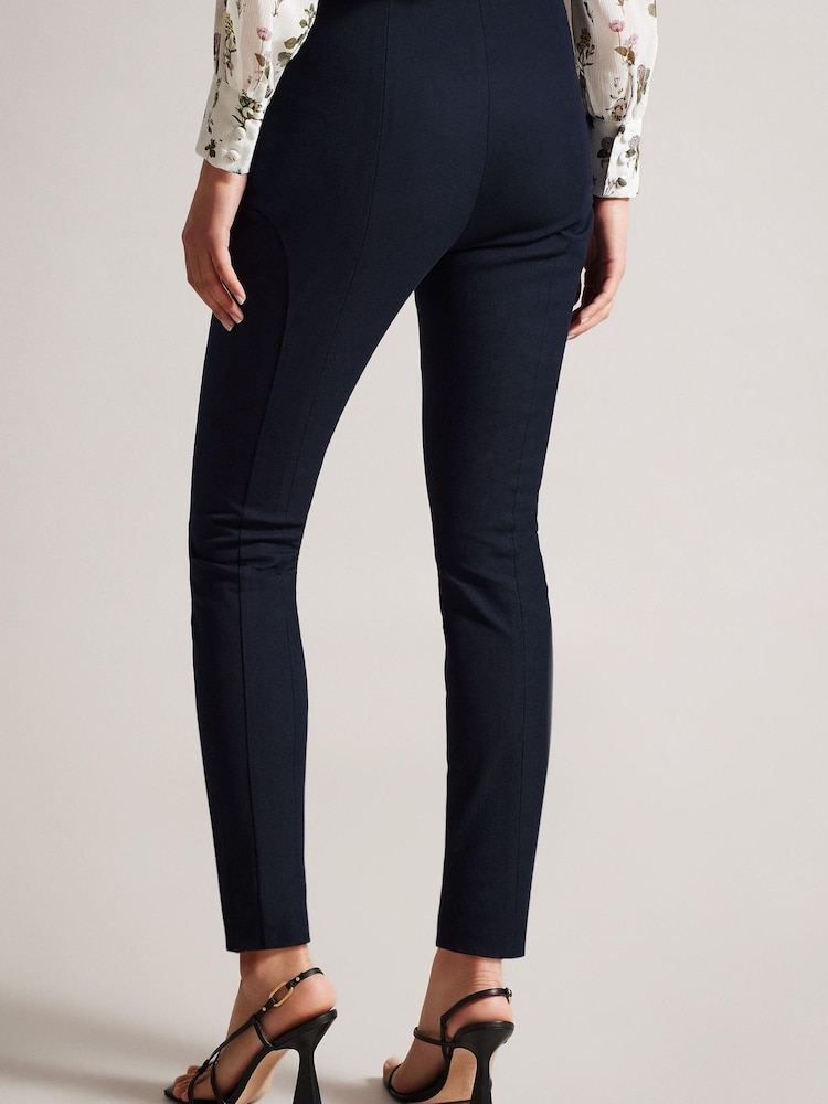 Ted Baker Blue Liroi High Waisted Leggings with Faux Popper Details - Image 2 of 3