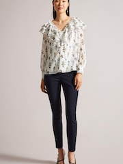 Ted Baker Blue Liroi High Waisted Leggings with Faux Popper Details - Image 3 of 3