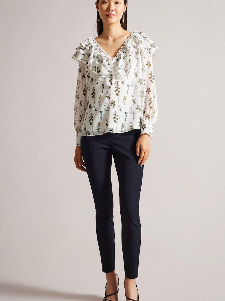 Ted Baker Blue Liroi High Waisted Leggings with Faux Popper Details - Image 3 of 3