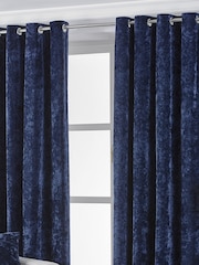 Riva Paoletti Navy Blue Verona Crushed Velvet Eyelet Curtains - Image 1 of 4