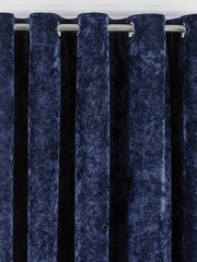 Riva Paoletti Navy Blue Verona Crushed Velvet Eyelet Curtains - Image 2 of 4