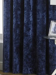 Riva Paoletti Navy Blue Verona Crushed Velvet Eyelet Curtains - Image 3 of 4