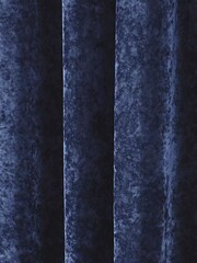 Riva Paoletti Navy Blue Verona Crushed Velvet Eyelet Curtains - Image 4 of 4