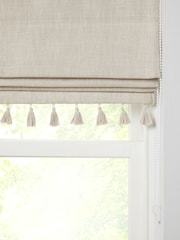 Natural Ready Made Blackout Roman Blind Textured Tassel Edge - Image 4 of 7