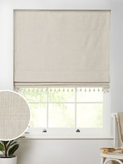 Natural Ready Made Blackout Roman Blind Textured Tassel Edge - Image 6 of 7