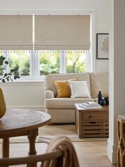 Natural Ready Made Blackout Roman Blind Textured Tassel Edge - Image 7 of 7