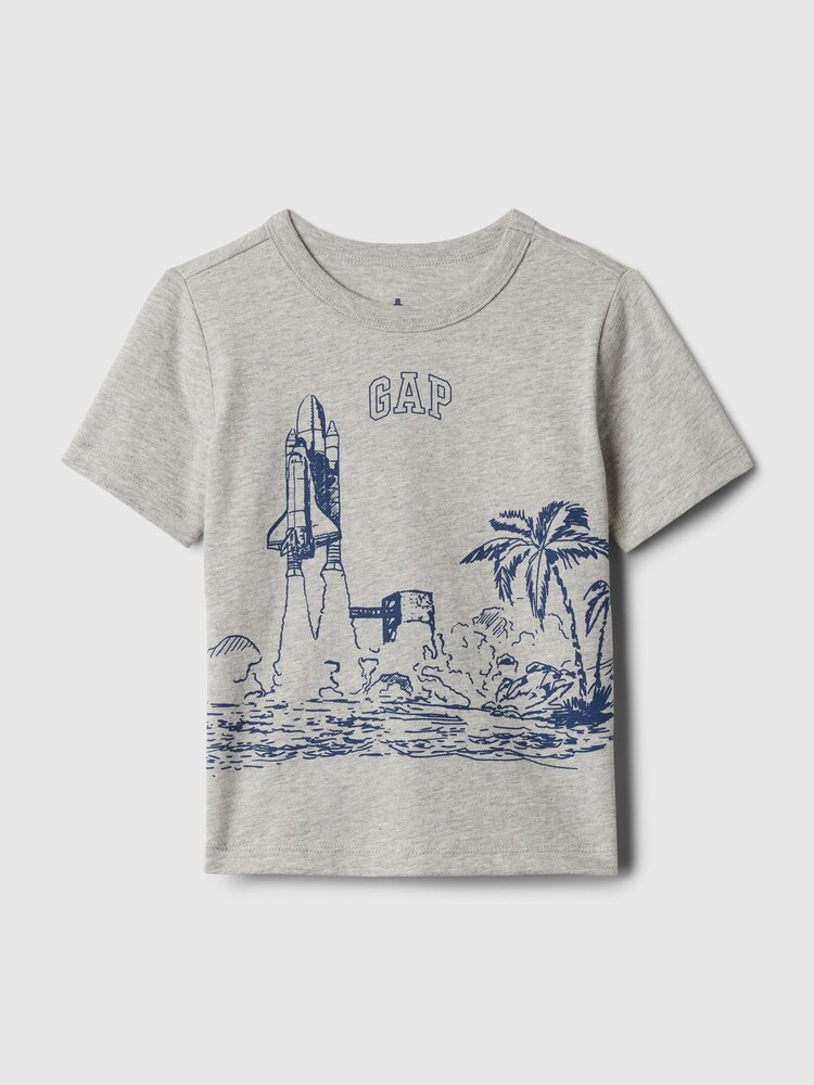 Gap Grey Spaceship Graphic Logo Short Sleeve Crew Neck T-Shirt (Newborn-5yrs) - Image 1 of 3