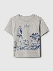 Gap Grey Spaceship Graphic Logo Short Sleeve Crew Neck T-Shirt (Newborn-5yrs) - Image 2 of 3