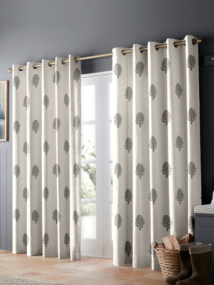 Emily Bond Pebble Grey Globe Made to Measure Curtains - Image 2 of 9