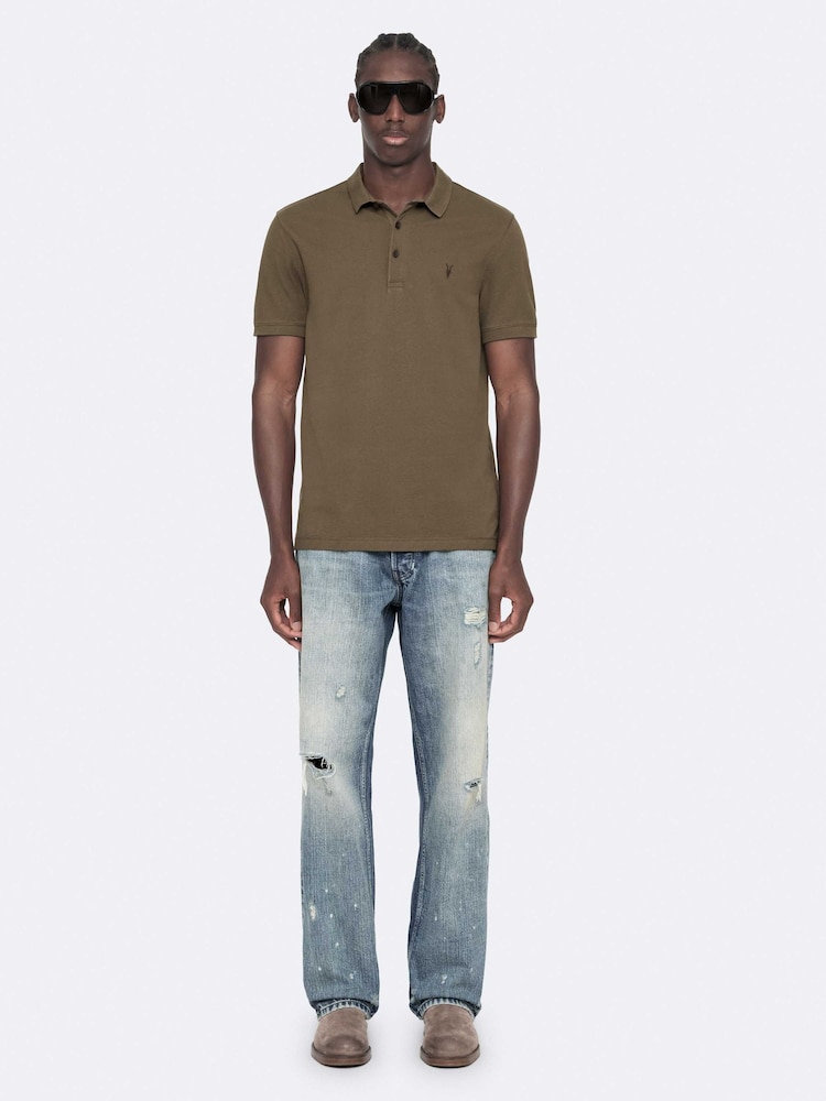 AllSaints Brown Reform Short Sleeve Polo Shirt - Image 2 of 8
